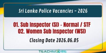 Police Sub Inspector (SI) - Sri Lanka Police Vacancies 2026