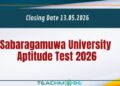 Sabaragamuwa University Aptitude Test 2026