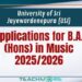 USJ Calls Applications for BA (Hons) in Music 2025/2026
