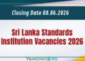 Sri Lanka Standards Institution Vacancies 2026