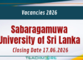 Academic and Technical Vacancies at Sabaragamuwa University of Sri Lanka