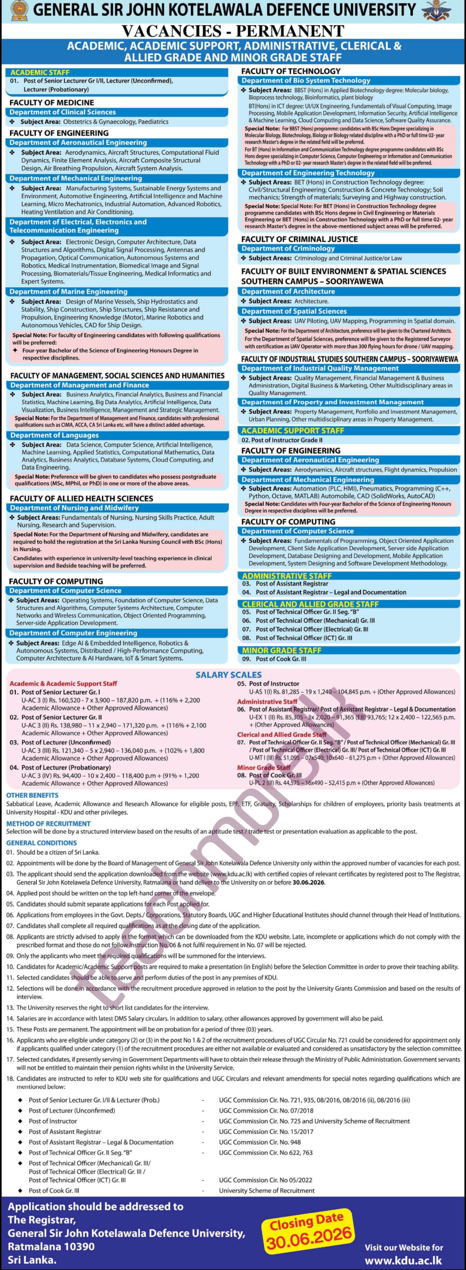 KDU Job Vacancies 2026