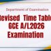 Time Table - GCE A/L Examination 2026