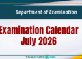 Examination Calendar for July 2026