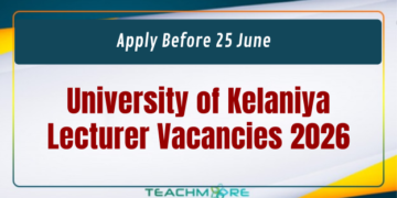 University of Kelaniya Lecturer Vacancies 2026