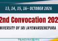 University of Sri Jayewardenepura Announces 52nd Convocation 2026