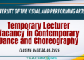 Temporary Lecturer Vacancy in Contemporary Dance and Choreography