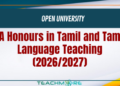BA Honours in Tamil and Tamil Language Teaching
