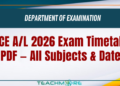 GCE A/L 2026 Exam Timetable PDF