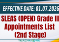 SLEAS (OPEN) Grade III Appointments List (2nd Stage)