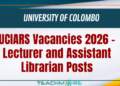 University of Colombo UCIARS Vacancies 2026