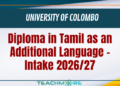 Diploma in Tamil as an Additional Language – Intake 2026/27
