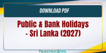Public & Bank Holidays – Sri Lanka (2027)