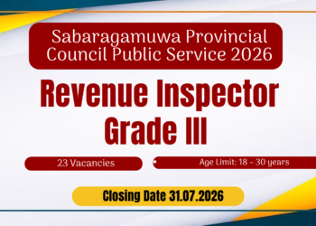 Revenue Inspector Grade III — Sabaragamuwa Provincial Council 2026
