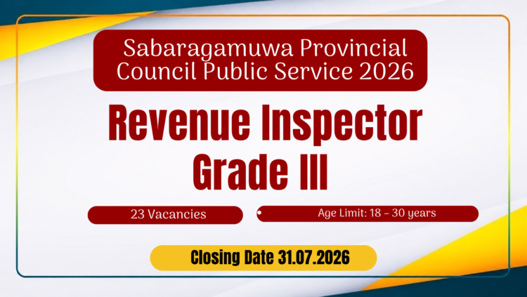 Revenue Inspector Grade III — Sabaragamuwa Provincial Council 2026