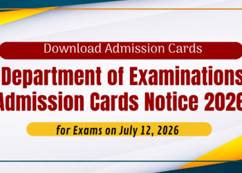 Department of Examinations Admission Cards Notice 2026 - July 12