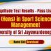BSc Sport Sciences and Management Aptitude Test Results 2025/2026