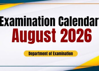 Examination Calendar for August 2026