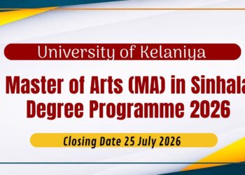 University of Kelaniya Master of Arts (MA) in Sinhala 2026