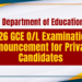 2026 GCE O/L Examination NIC Registration