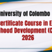 University of Colombo Certificate Course in Early Childhood Development (CCECD) – 2026