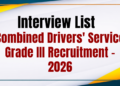 Interview List Released for Combined Drivers’ Service Grade III Recruitment – 2026