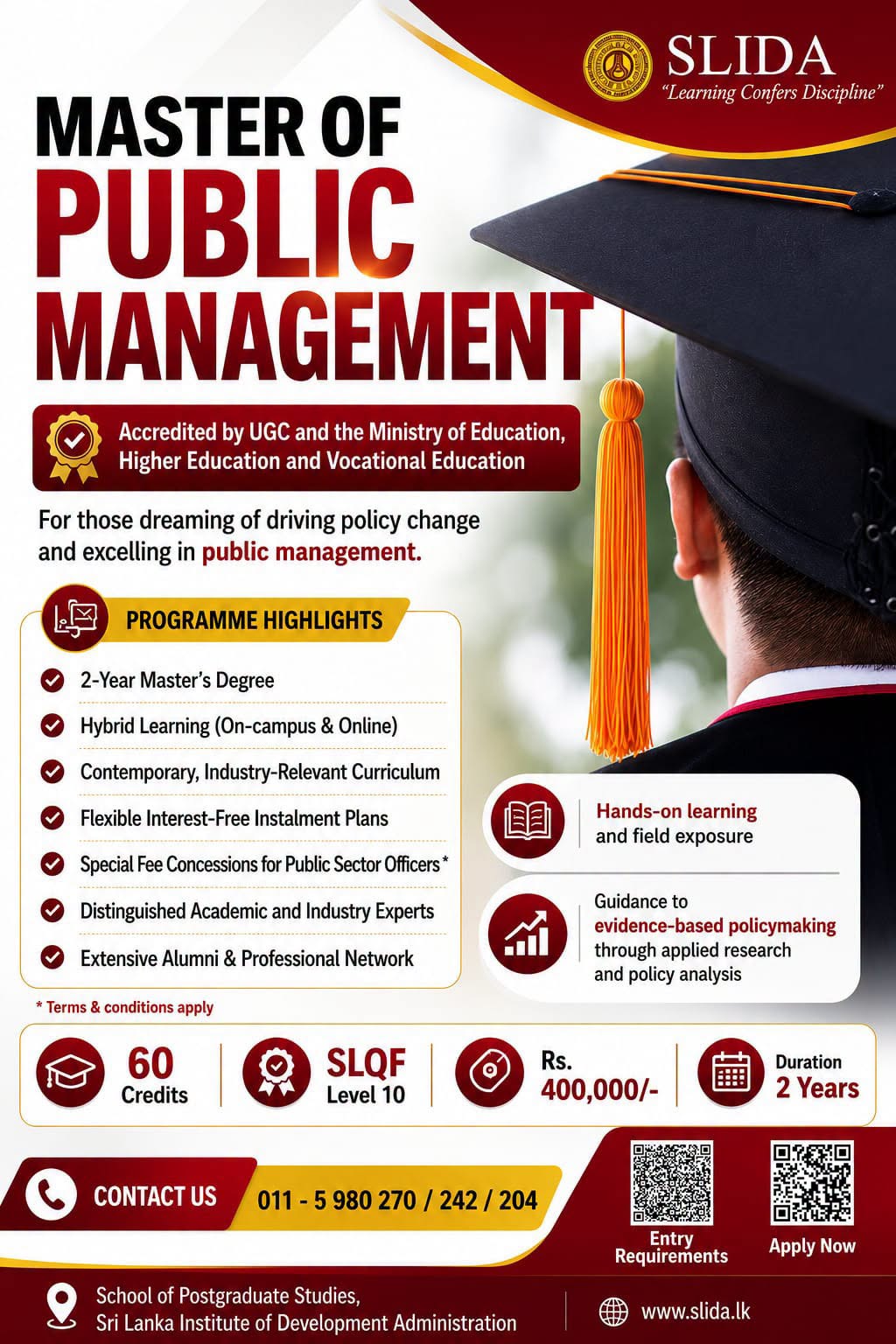 SLIDA Master of Public Management MPM 2026 application notice – Sri Lanka Institute of Development Administration