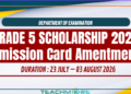 Grade 5 Scholarship Exam 2026 Admission Card Amendment & Important Details