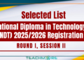 National Diploma in Technology (NDT) 2025/2026 Registration – Round I, Session II 