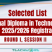 National Diploma in Technology (NDT) 2025/2026 Registration – Round I, Session II 