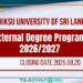 Bhiksu University of Sri Lanka BA External Degree Programme 2026