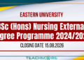 BSc (Hons) Nursing External Degree Programme 2024/2025