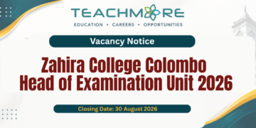 Zahira College Colombo Head of Examination Unit Vacancy 2026