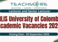 NILIS University of Colombo Academic Vacancies 2026