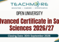 Advanced Certificate in Social Sciences 2026/27