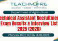 Department of Agriculture – Technical Assistant Recruitment Exam Results & Interview List 2025 (2026)
