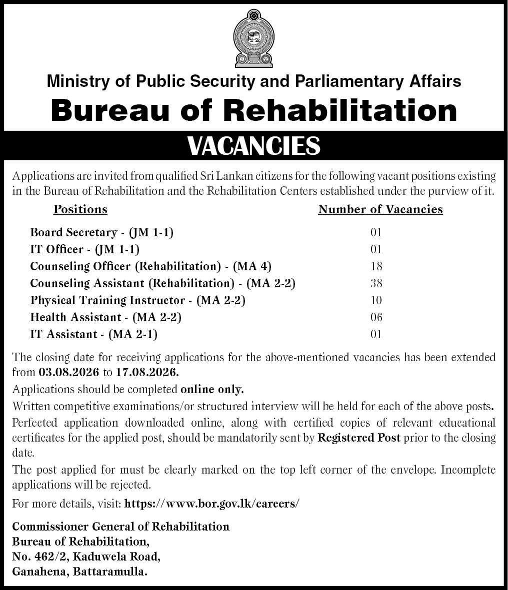 Bureau of Rehabilitation job vacancies August 2026 notice page 1