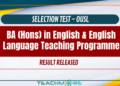 OUSL Selection Test Results Released 2026 — B.A. (Honours) in English and English Language Teaching
