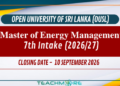 Master of Energy Management 7th Intake 2026/27