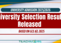university selection results 2025/2026