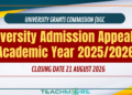 university admission appeals for 2025/2026