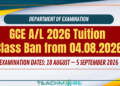 A/L 2026 Tuition Class Ban