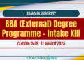 BBA External Degree Intake XIII 2026