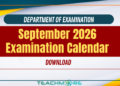 September 2026 Examination Calendar