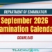 September 2026 Examination Calendar