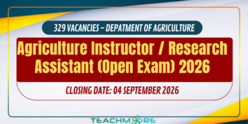 Agriculture Instructor / Research Assistant Vacancies (Open Exam) 2026