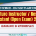 Agriculture Instructor / Research Assistant Vacancies (Open Exam) 2026