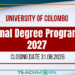University of Colombo External Degree Programmes 2027