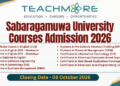 Sabaragamuwa University Courses Admission 2026