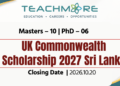 UK Commonwealth Scholarship 2027 Sri Lanka